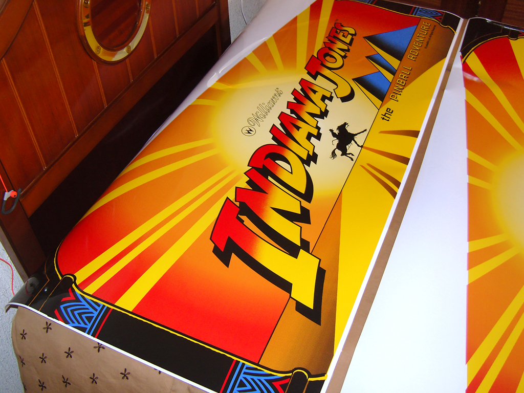 "Indiana Jones Pinball Decals" (WILLIAMS) reproduction printed on vinyl