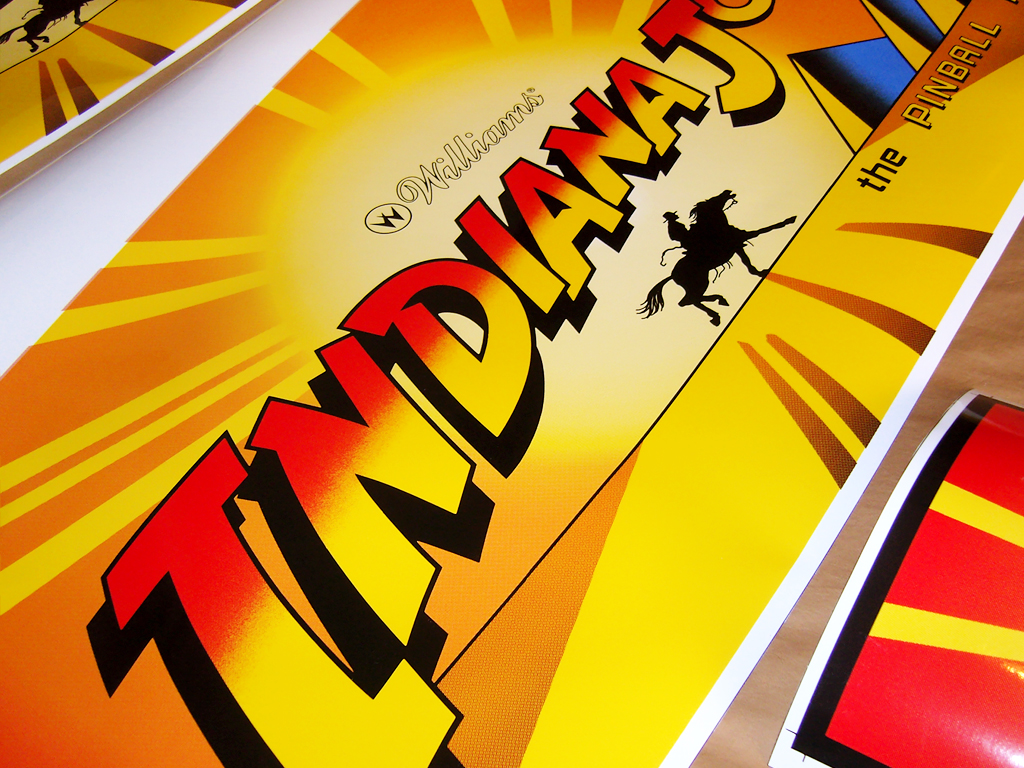 "Indiana Jones Pinball Decals" (WILLIAMS) reproduction printed on vinyl