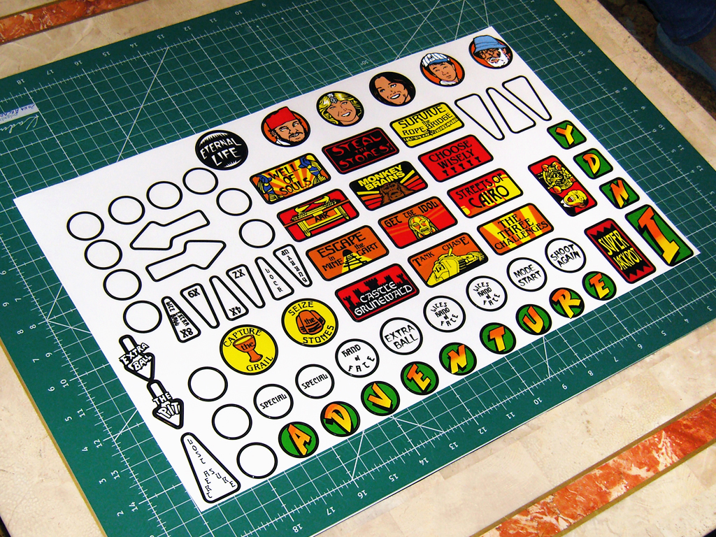 "INDIANA JONES PINBALL INSERTS" (WILLIAMS) artwork files in restoration