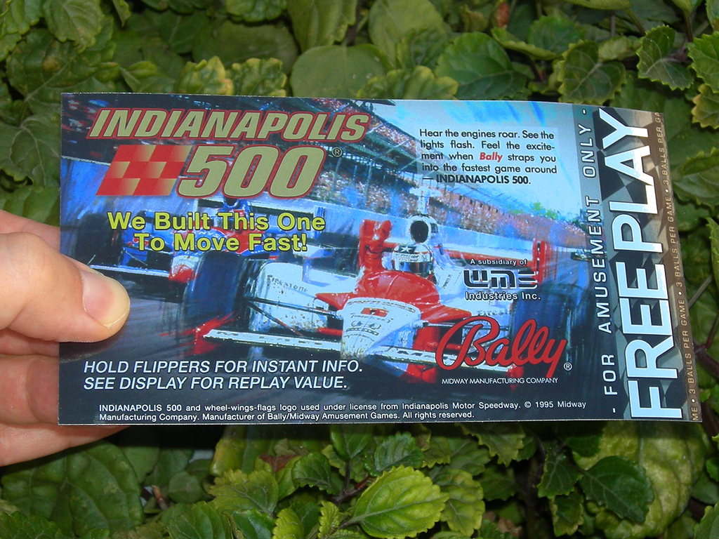 Indianapolis 500 Pinball Card Customized Free Play print1
