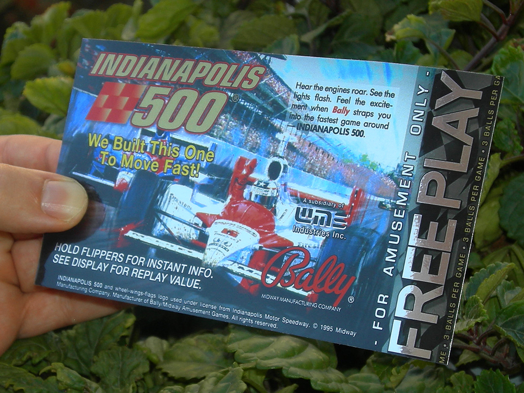 Indianapolis 500 Pinball Card Customized Free Play print2