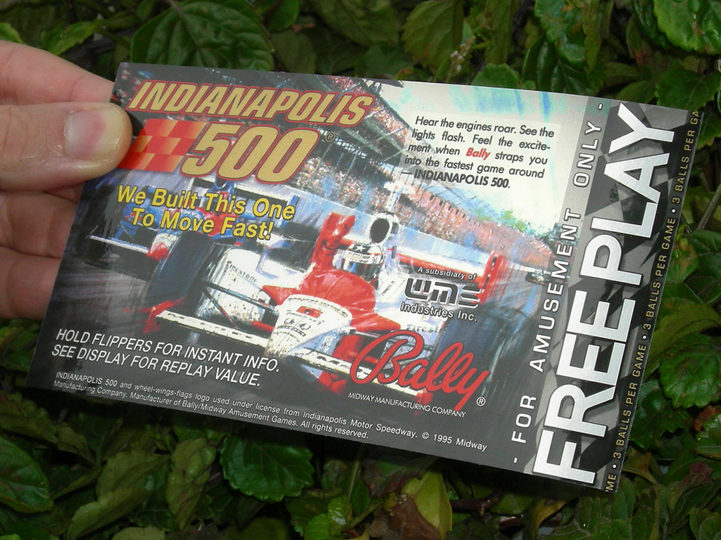 Indianapolis 500 Pinball Card Customized Free Play print2c