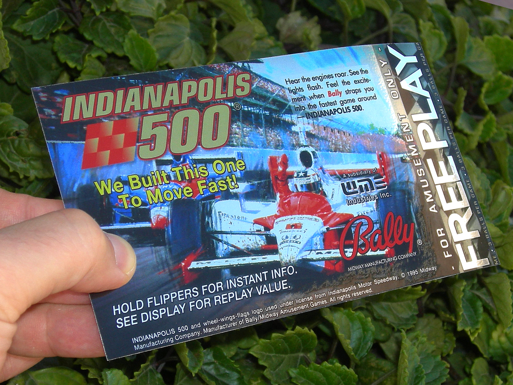 Indianapolis 500 Pinball Card Customized Free Play print3