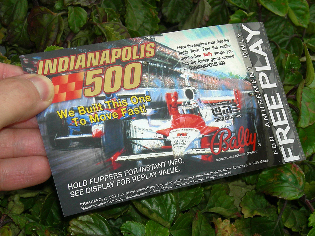 Indianapolis 500 Pinball Card Customized Free Play print3c