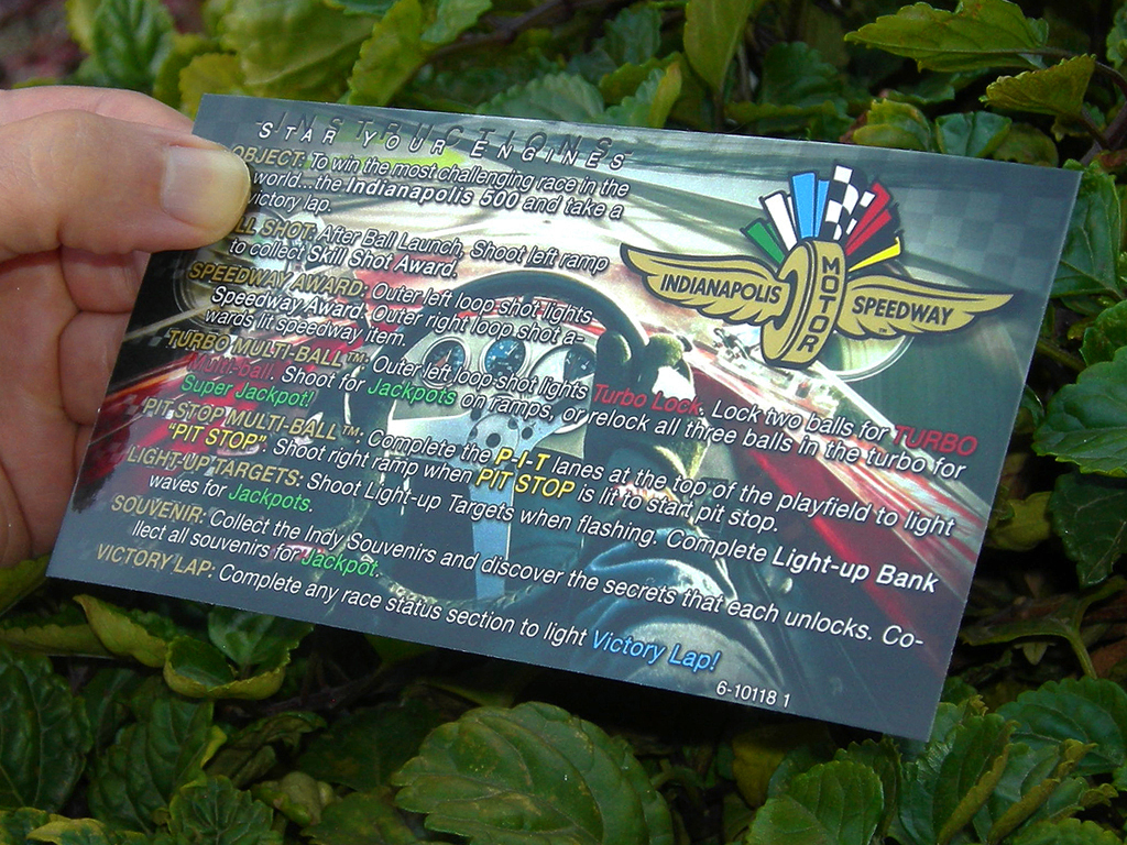 Indianapolis 500 Pinball Card Customized Rules print3c