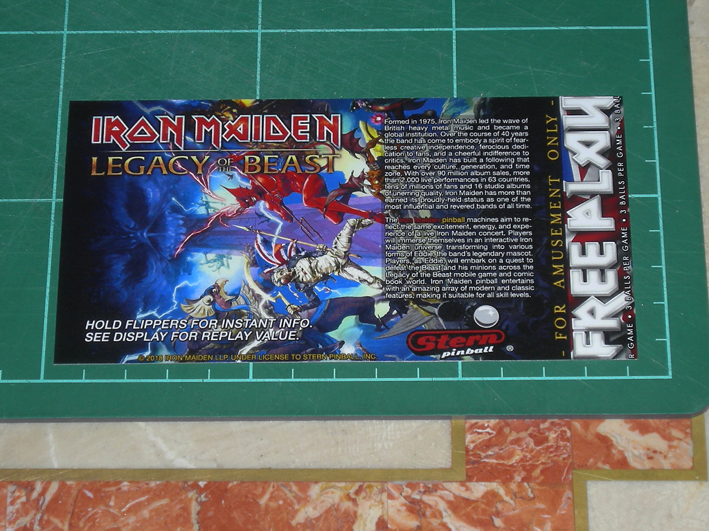 Iron Maiden Legacy of the Beast Pinball Card Customized Free Play print1a