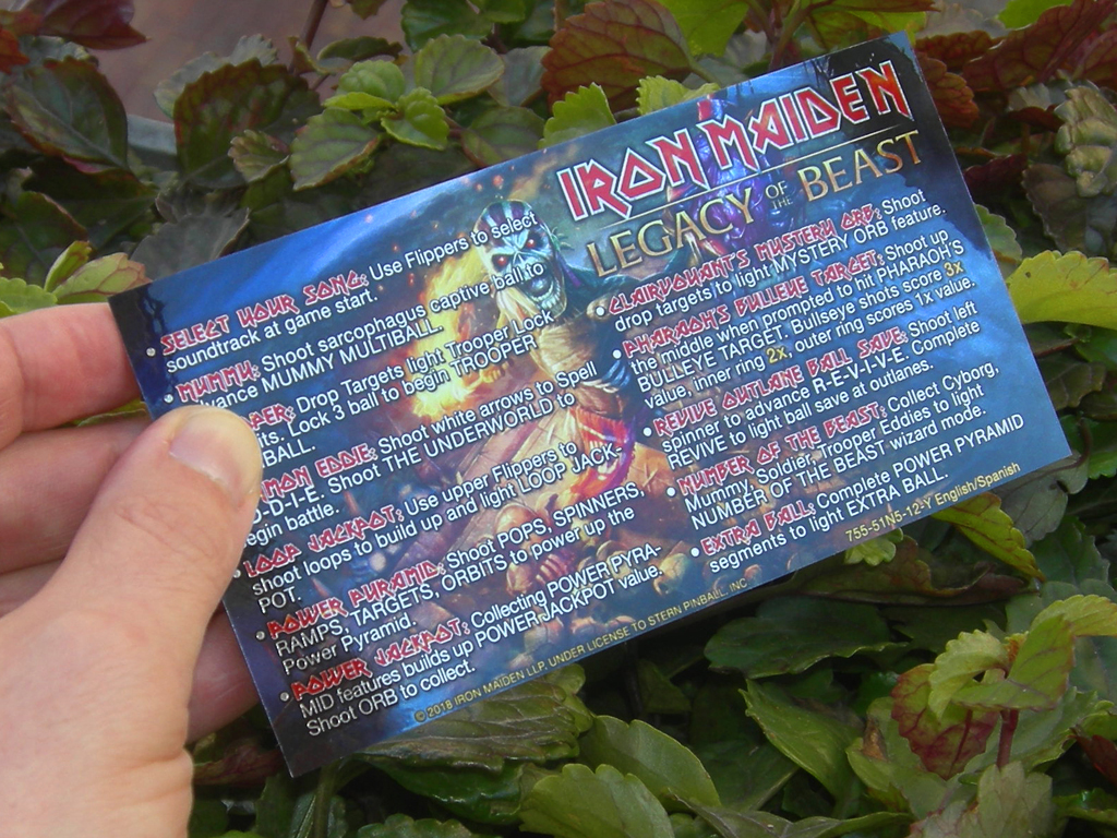 Iron Maiden Legacy of the Beast Pinball Card Customized Rules print2