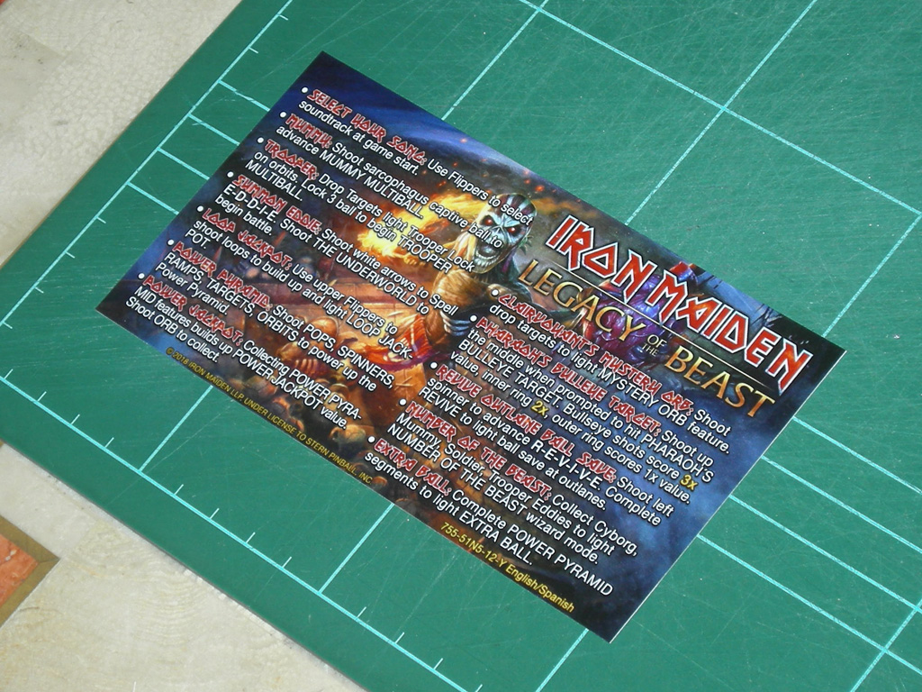 Iron Maiden Legacy of the Beast Pinball Card Customized Rules print2a