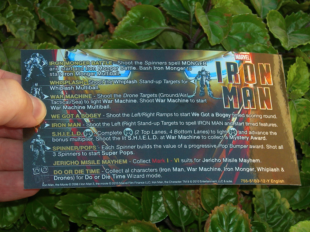 Iron Man Custom Pinball Card Rules print1