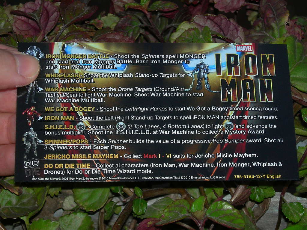 Iron Man Custom Pinball Card Rules print1c