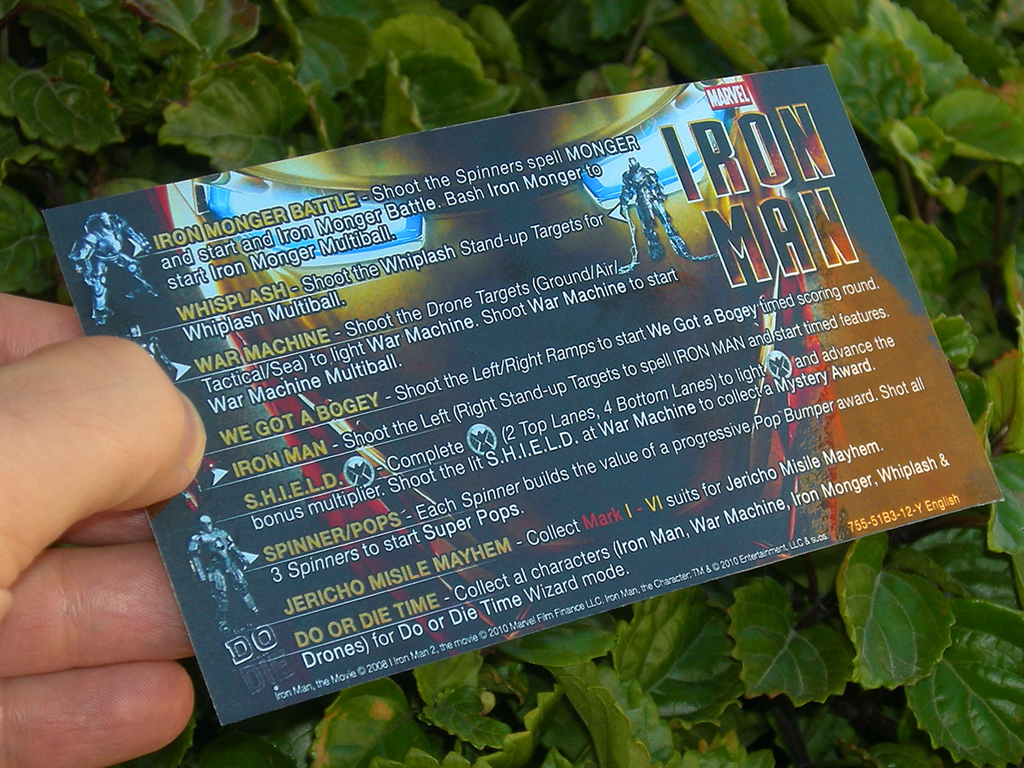 Iron Man Custom Pinball Card Rules print3