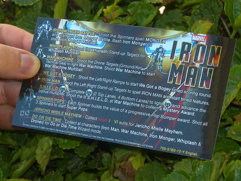 Iron Man Custom Pinball Card Rules print2