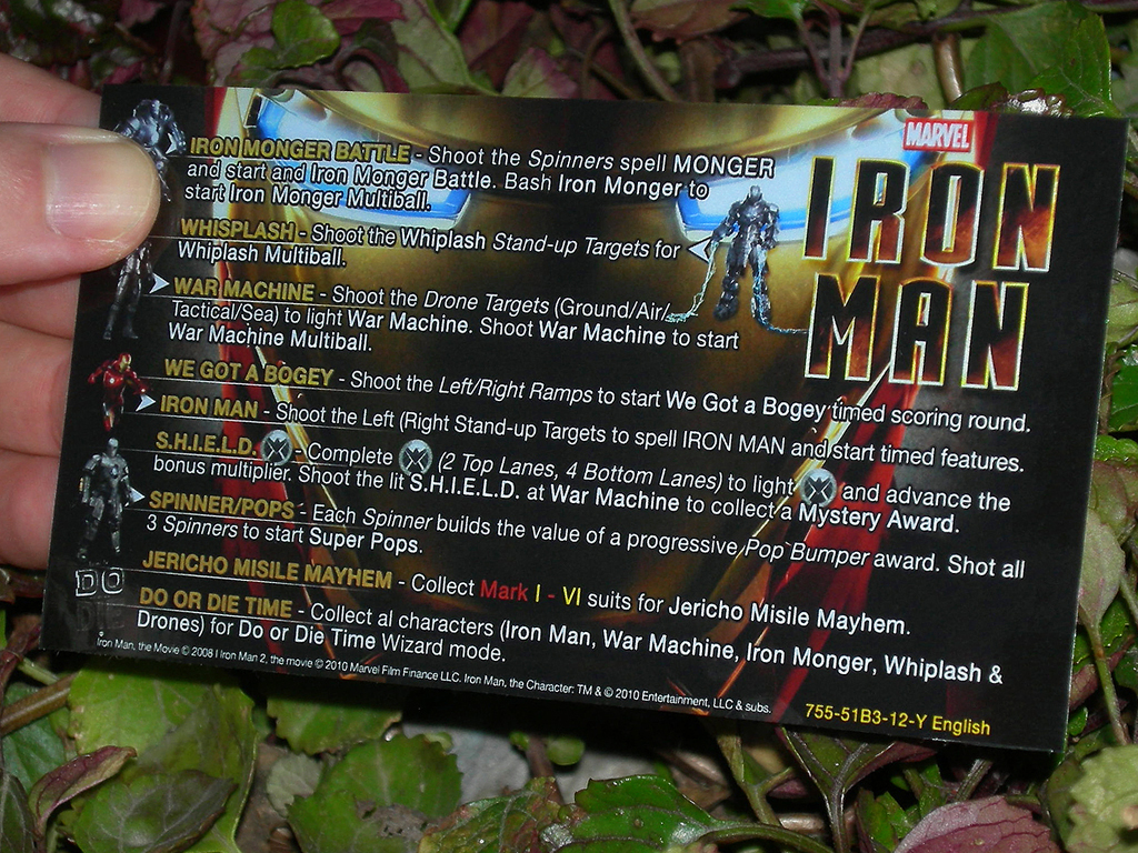 Iron Man Custom Pinball Card Rules print2c