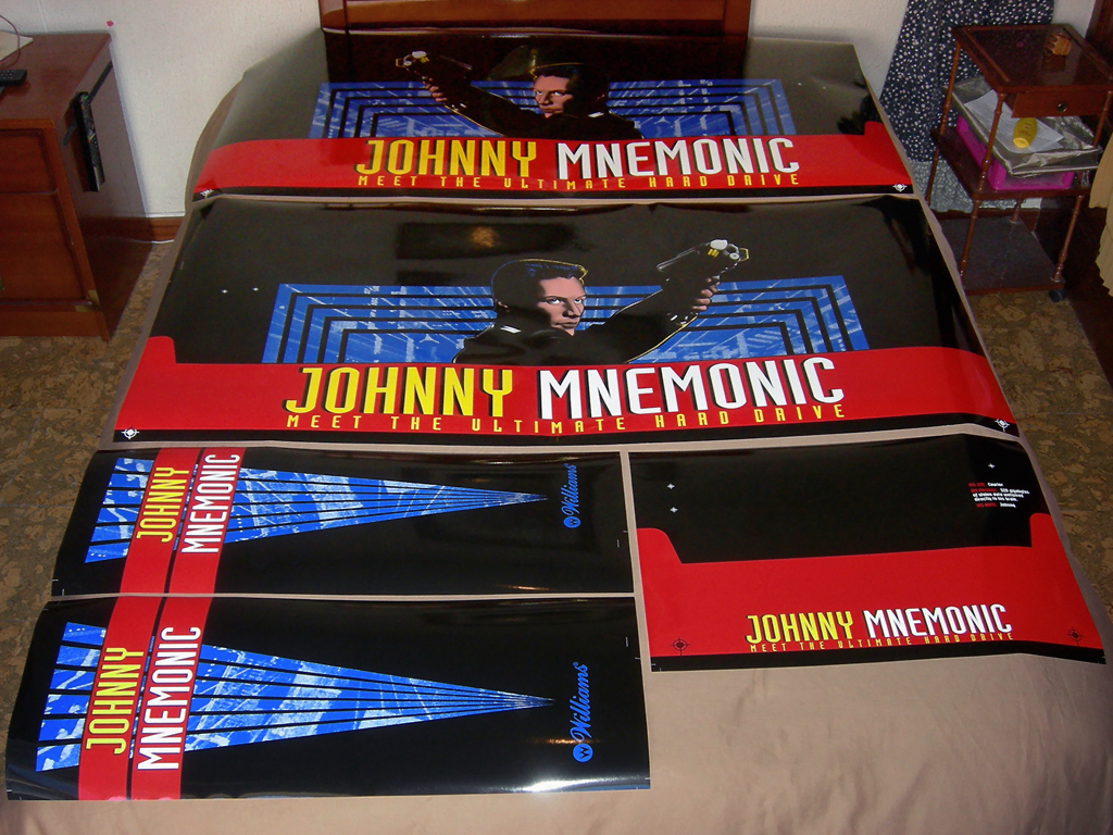 "Johnny Mnemonic Pinball Decals" (WILLIAMS) artworks printed in vinyl with gloss protective
