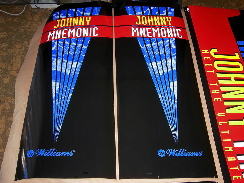 "Johnny Mnemonic Pinball Decals" (WILLIAMS) artworks printed in vinyl