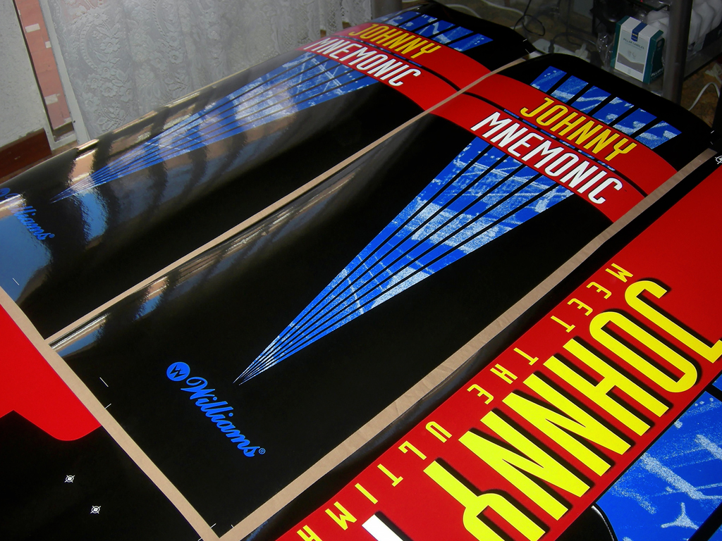 "Johnny Mnemonic Pinball Decals" (WILLIAMS) artworks printed in vinyl with gloss protective