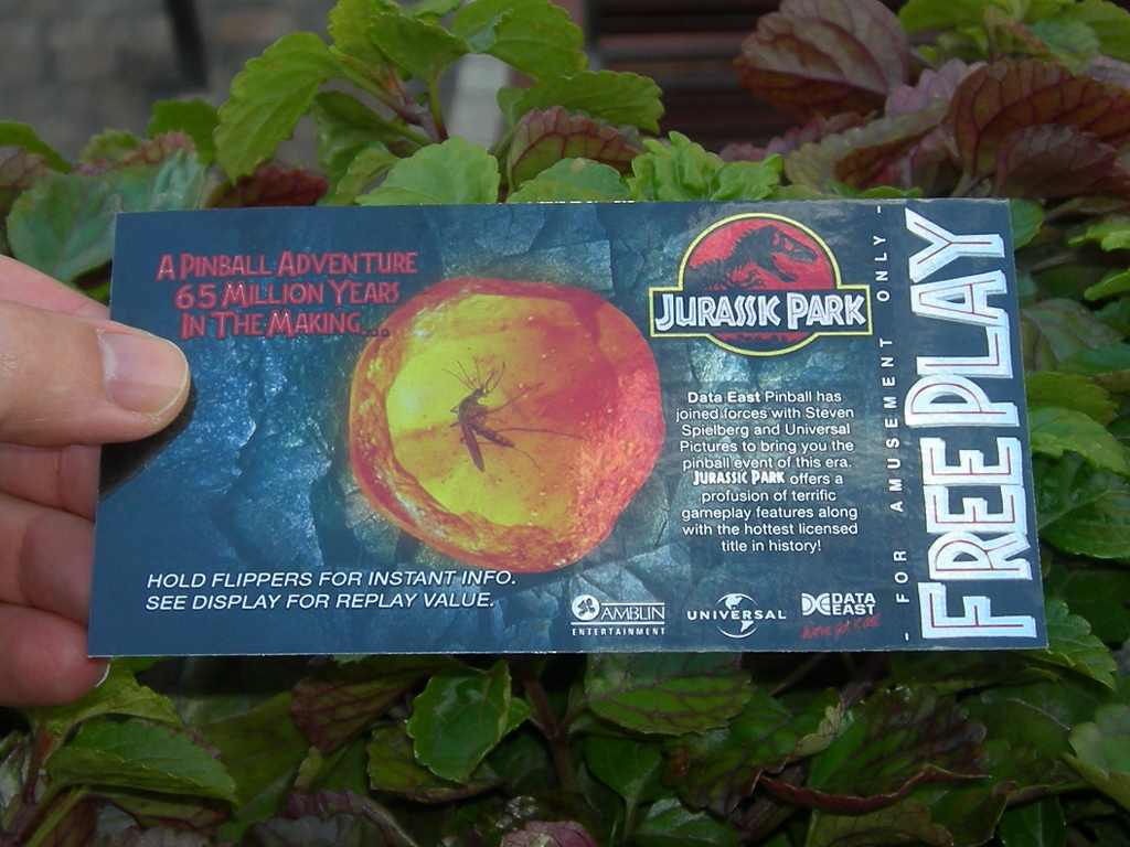 Jurassic Park Custom Pinball Card Free Play print1