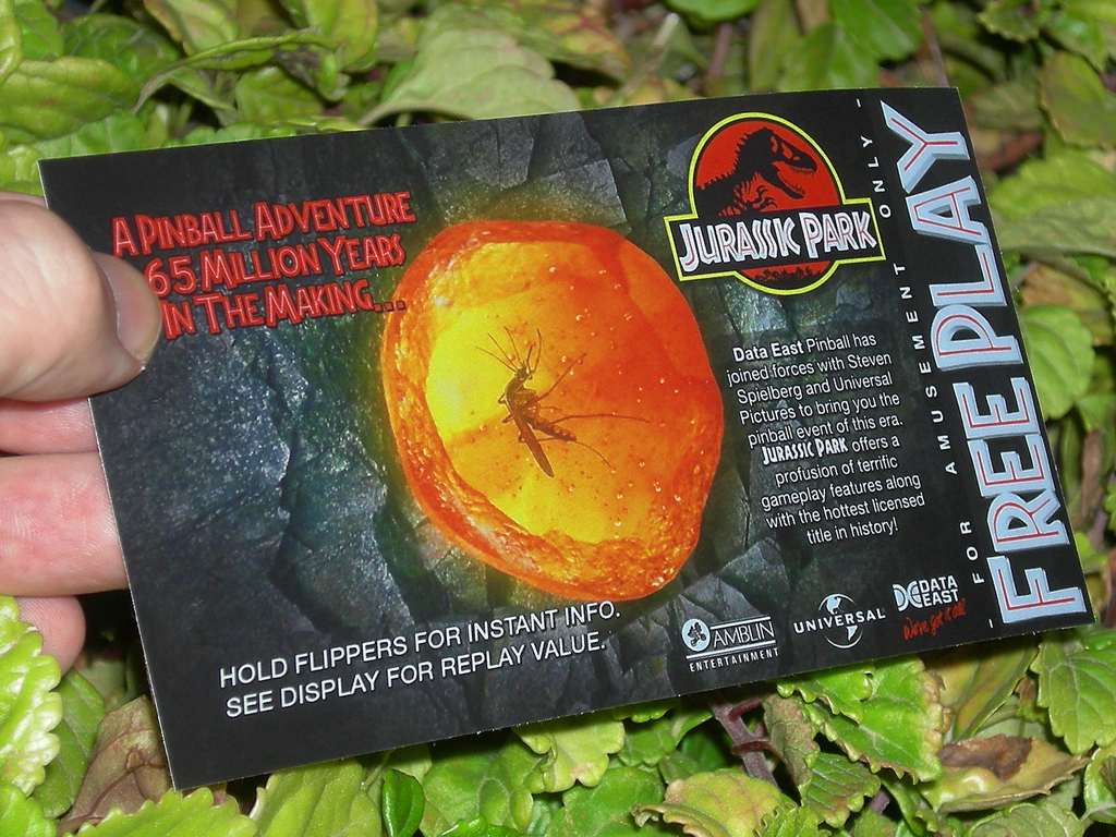 Jurassic Park Custom Pinball Card Free Play print3c