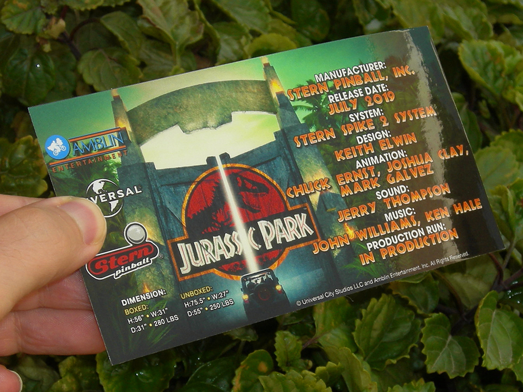 Jurassic Park Custom Pinball Card Free Play print3c