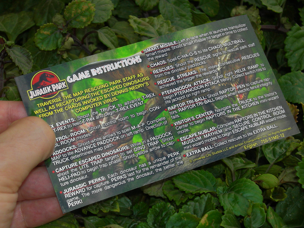 Jurassic Park Custom Pinball Card Rules print3c