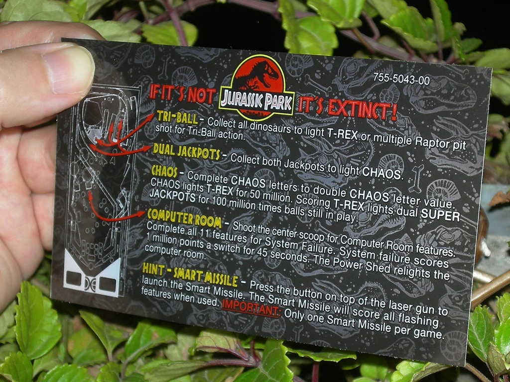 Jurassic Park Custom Pinball Card Rules2 print2c