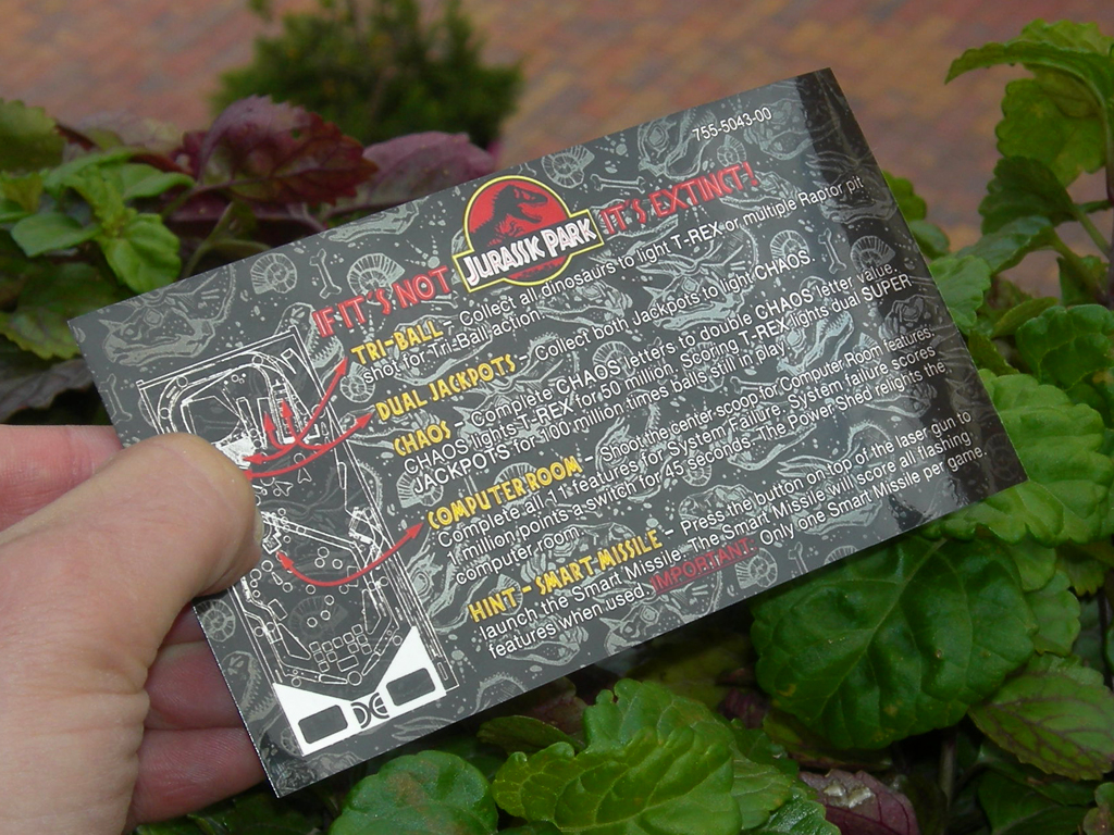Jurassic Park Custom Pinball Card Rules2 print3