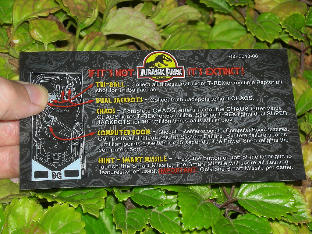 Jurassic Park Custom Pinball Card Rules print1c