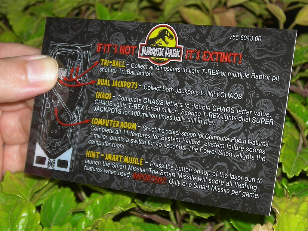 Jurassic Park Custom Pinball Card Rules print2c