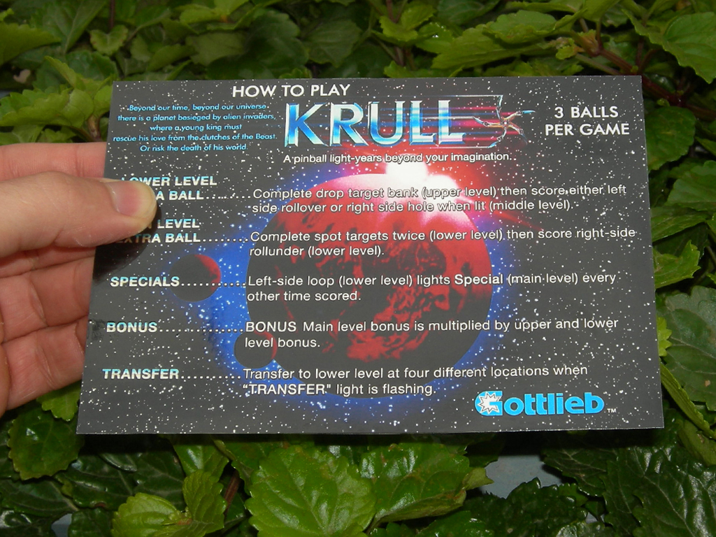 Krull Custom Pinball Card - Rules. Mikonos1
