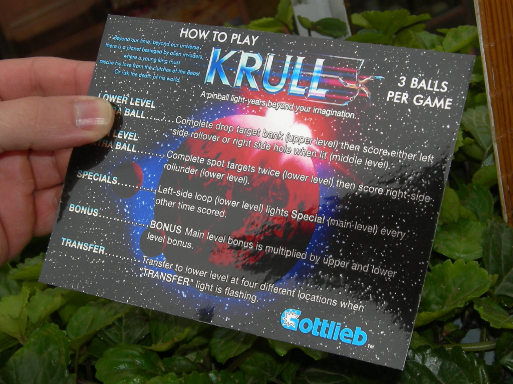 Krull Custom Pinball Card - Rules. Mikonos2