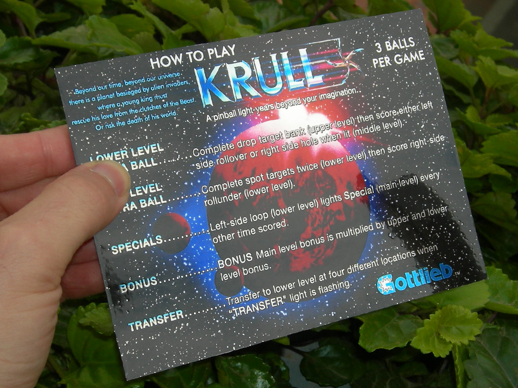 Krull Custom Pinball Card - Rules. Mikonos3
