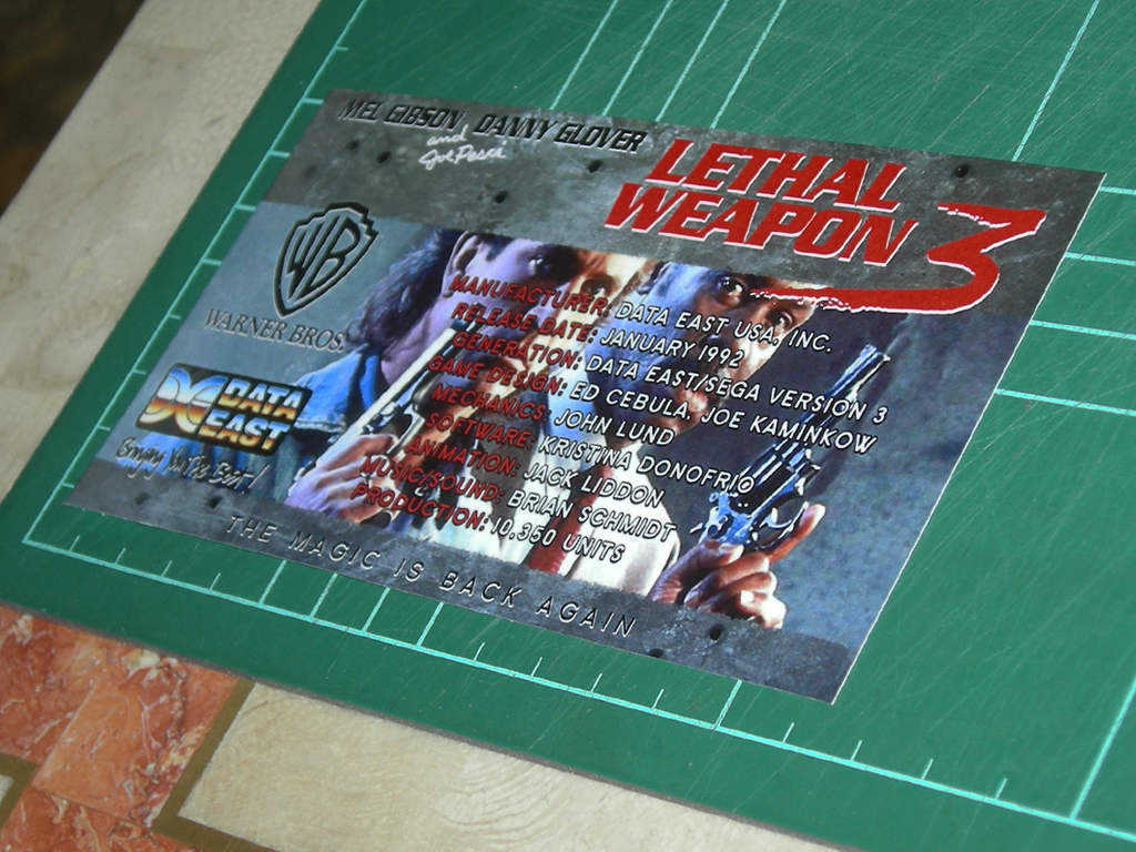 Lethal Weapon 3 Custom Pinball Card - Crew 2 print2b