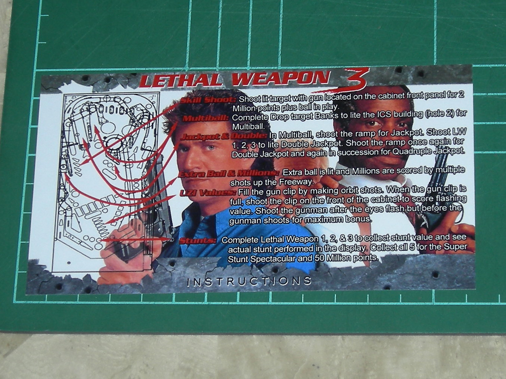 Lethal Weapon 3 Custom Pinball Card - Rules 2 print1b