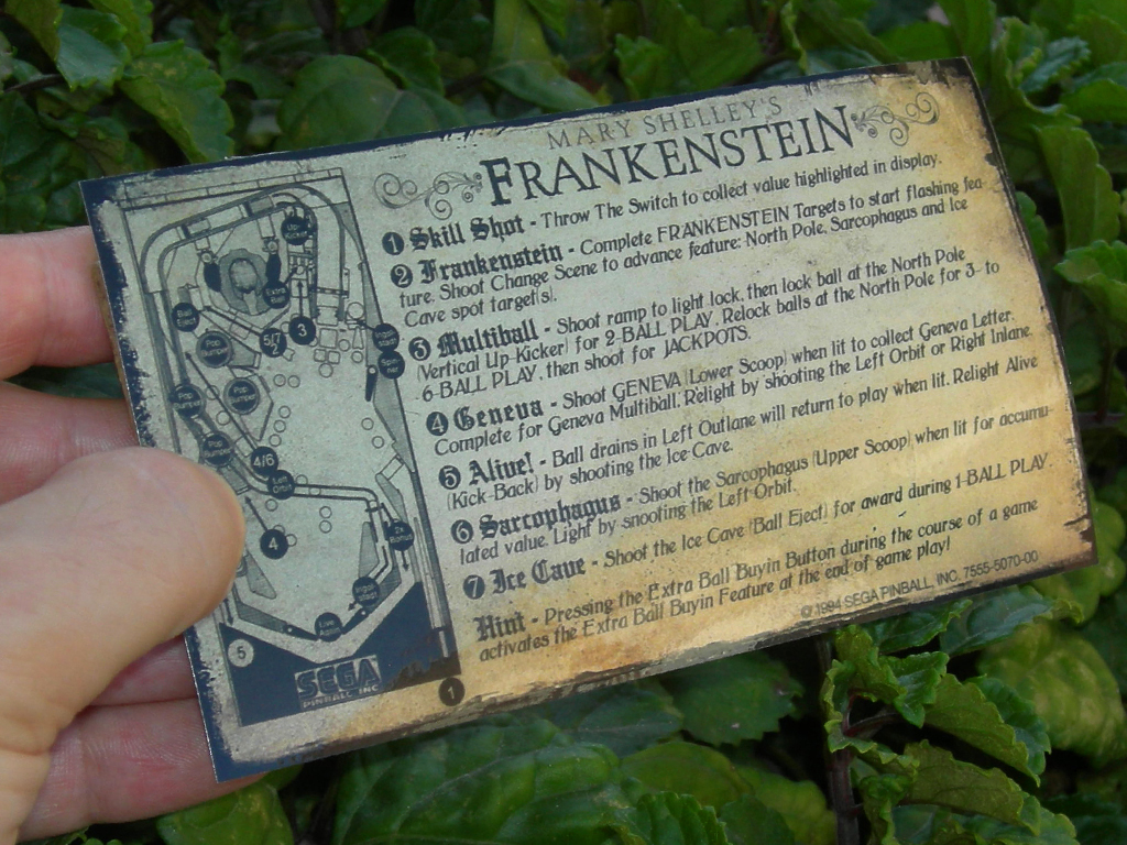 Mary Shelleys Frankestein Pinball Card Customized Rules print3c