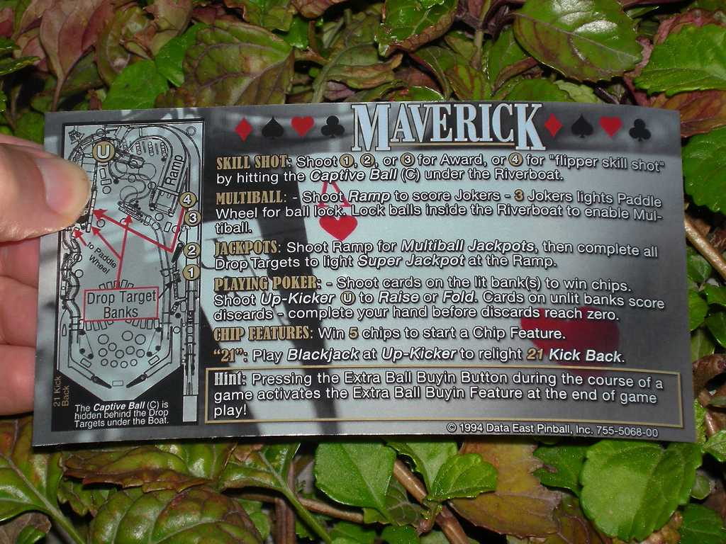 Maverick Pinball Card Customized Rules print1c