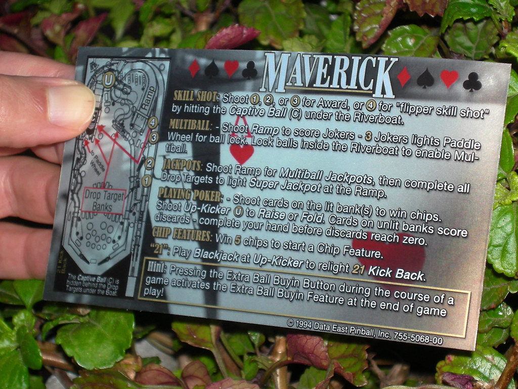 Maverick Pinball Card Customized Rules print2c