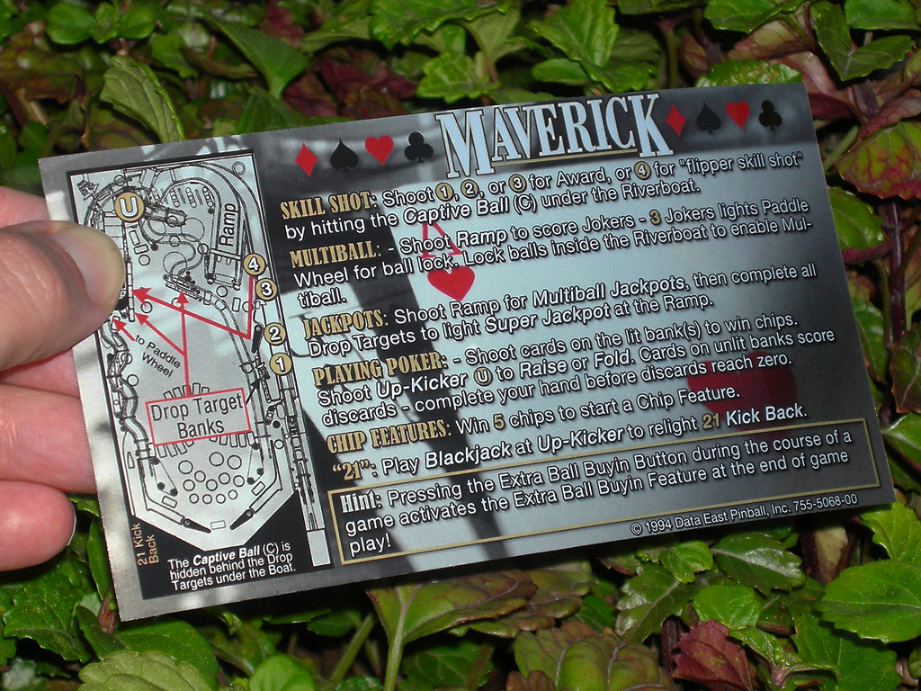 Maverick Pinball Card Customized Rules print3c