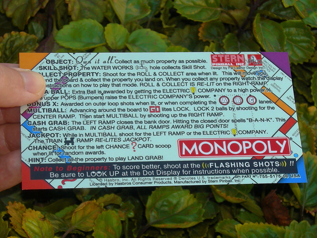 Monopoly Custom Pinball Card Rules print1c
