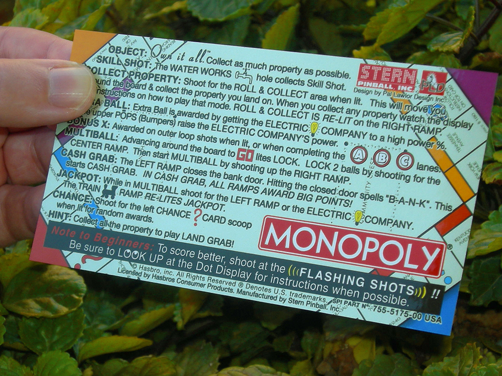 Monopoly Custom Pinball Card Rules print2c