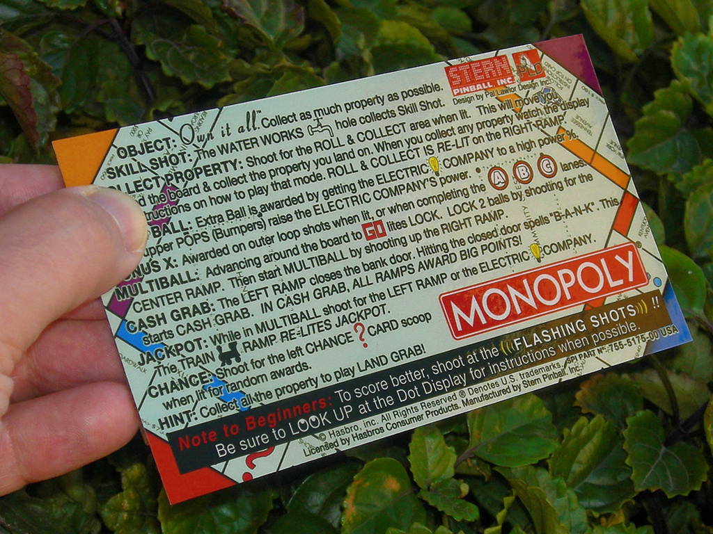 Monopoly Custom Pinball Card Rules print3c