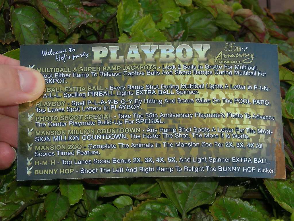 Playboy 35th Anniversary Custom Pinball Card Rules print1