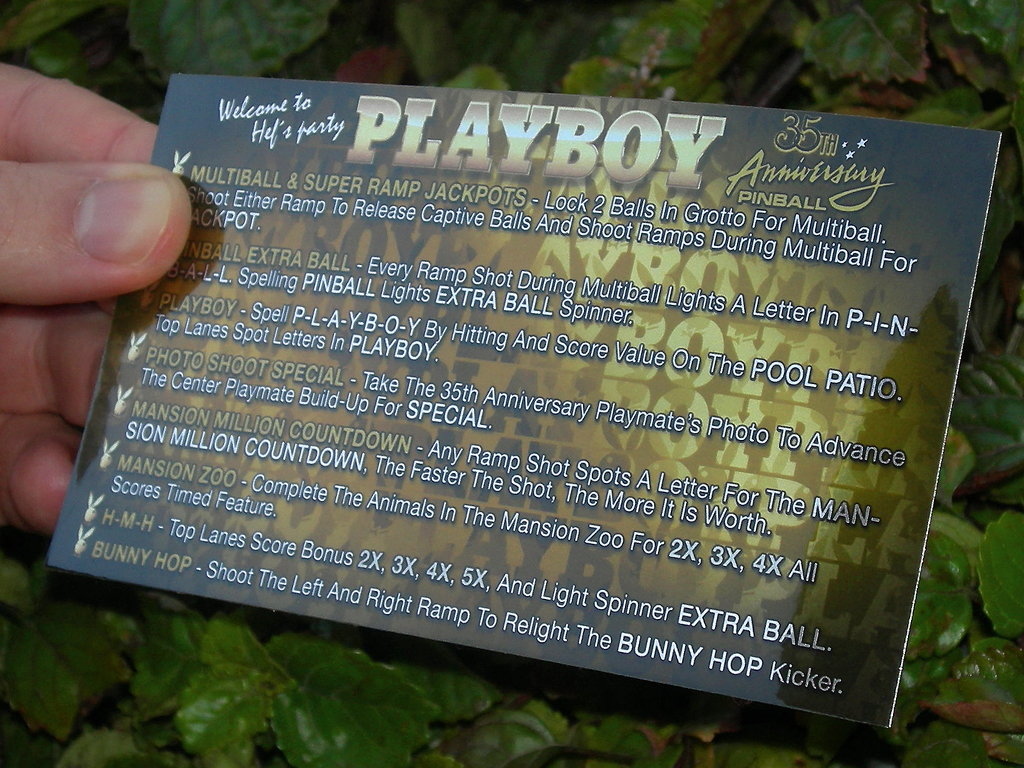 Playboy 35th Anniversary Custom Pinball Card Rules print2