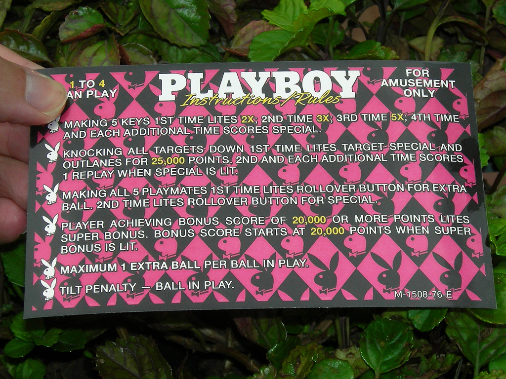 Playboy Pinball Card Customized Rules print1c