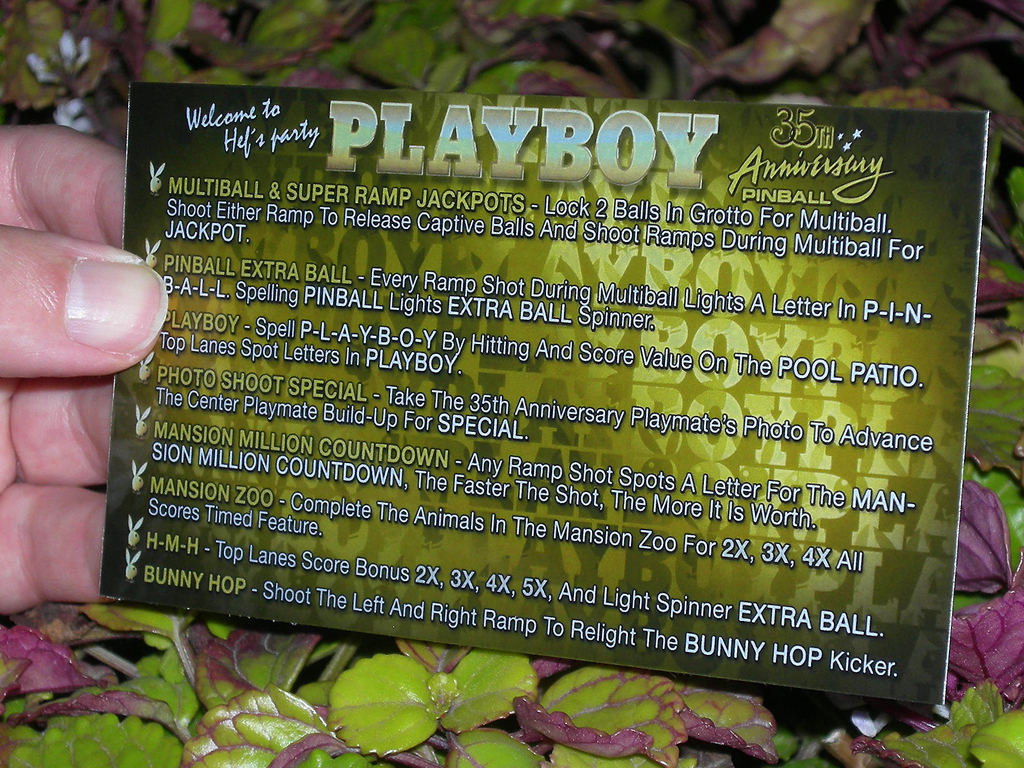 Playboy 35th Anniversary Custom Pinball Card Rules print2c