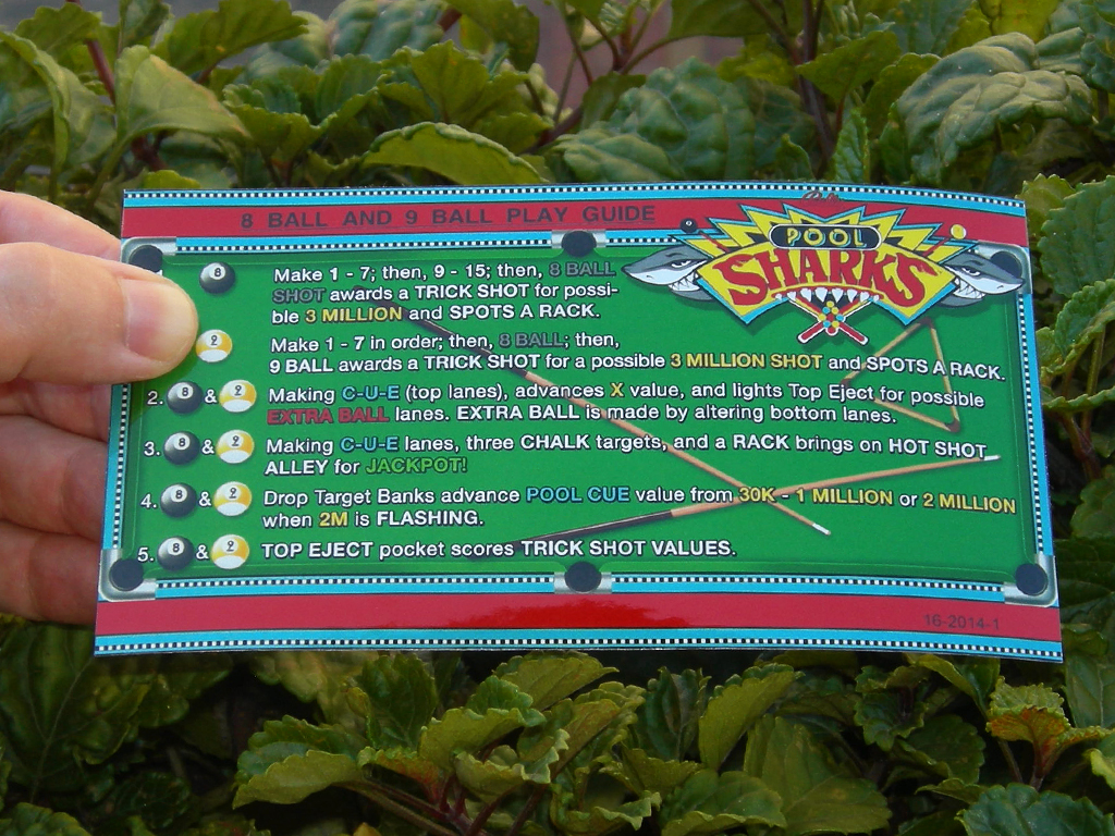 Pool Sharks Custom Pinball Cards - Rules print1c
