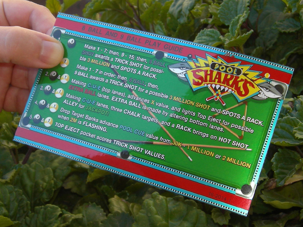 Pool Sharks Custom Pinball Cards - Rules print3c