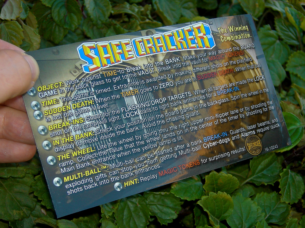 Safe Cracker Pinball Card Customized Rules print2c
