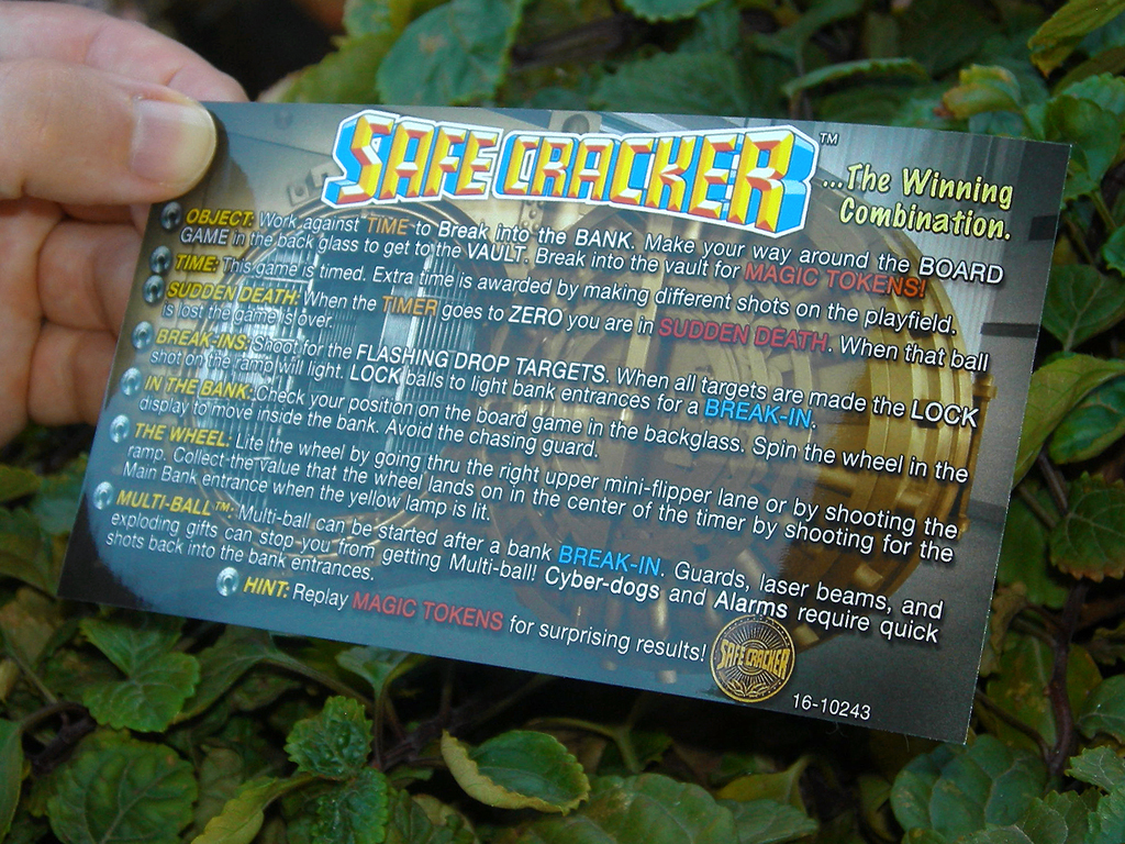 Safe Cracker Pinball Card Customized Rules print3c