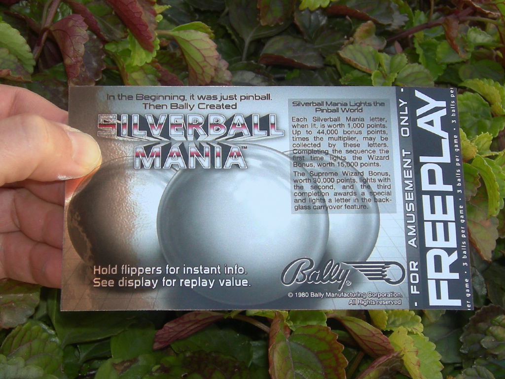 Silverball Mania Custom Pinball Card Free Play print1