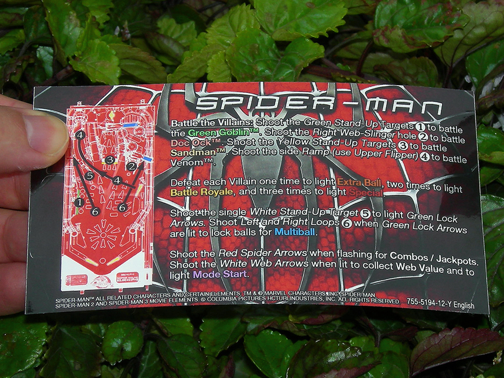 Spiderman Custom Pinball Card - Rules print1